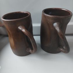 2 Fun and Funky Pottery Mugs