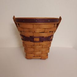 Longaberger 1994 Lilac Vintage Basket With Handle And Plastic Liner 6.5" High