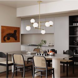 6-Light Gold Modern Sputnik Sphere Chandelier
