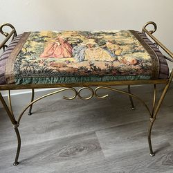 Entry bench , end of the bed ottoman , tapestry  petite bench .