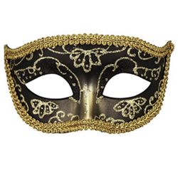 Cute His and Her Matching Gold & Black Masquerade Mask Set (2 Pieces) 