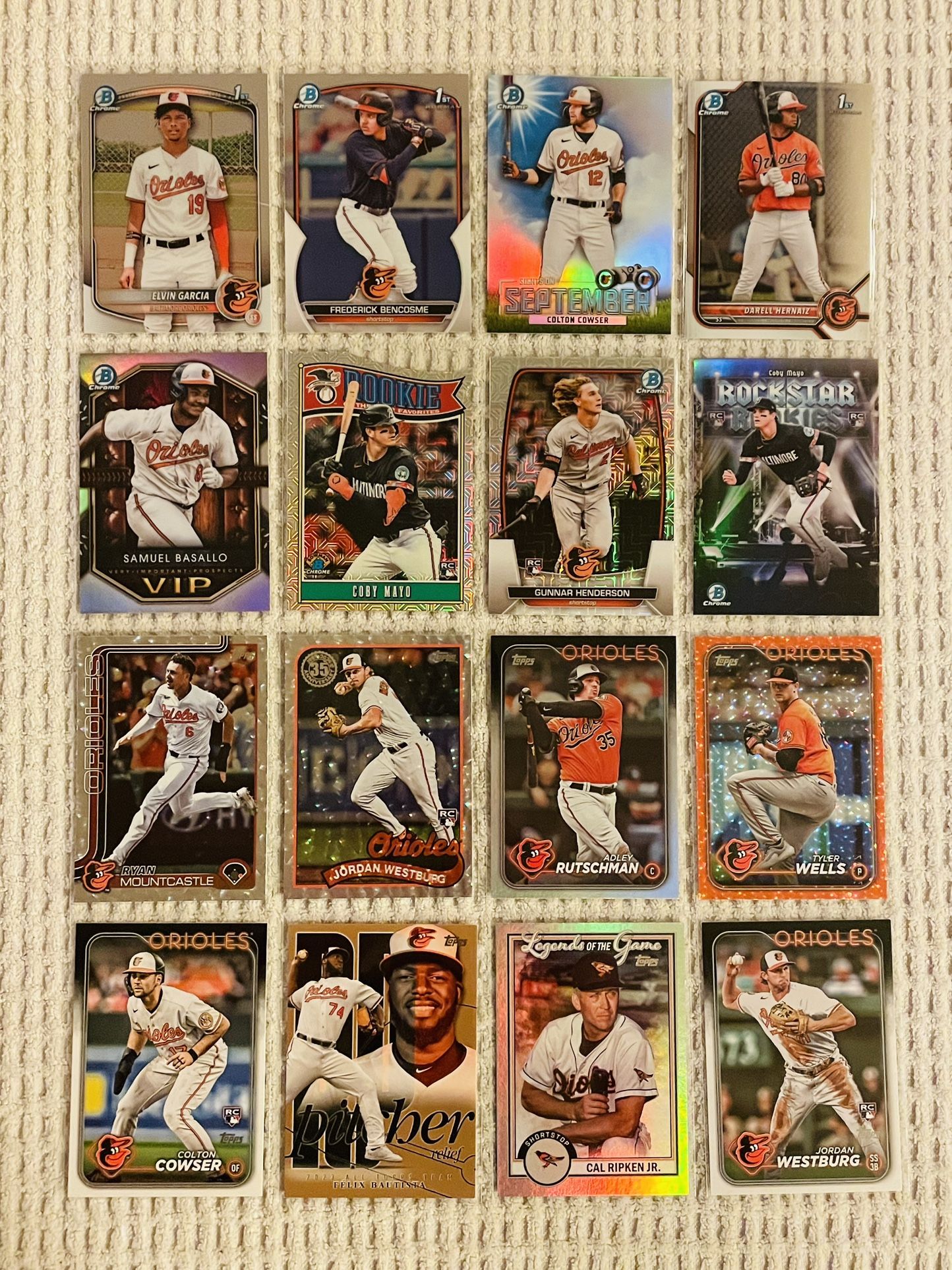 Baltimore Orioles 16 Card Baseball Lot! Rookies, Prospects, Parallels, Short Prints, Variations & More!