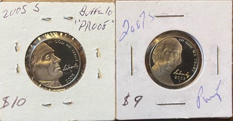 Gem Proof Jefferson 2005 S Nickels 2007 S  BU Cameo Buffalo 5 cents