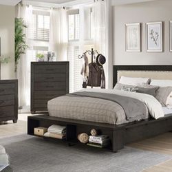 Brand New 4 Piece Dark Grey/Beige Bedroom Set