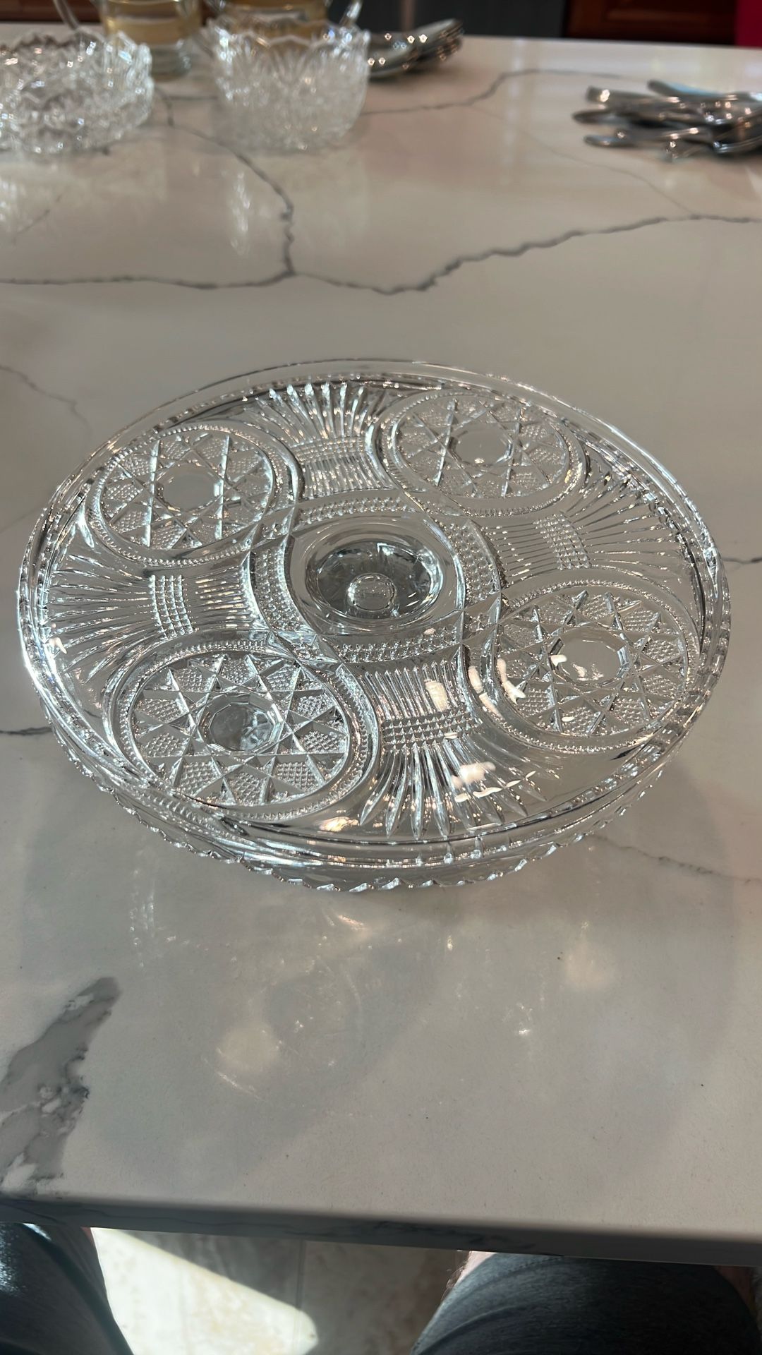 FAFbx VINTAGE EAPG PEDESTAL CAKE PLATE STAND, 10" WIDE, wheat sheaf pattern