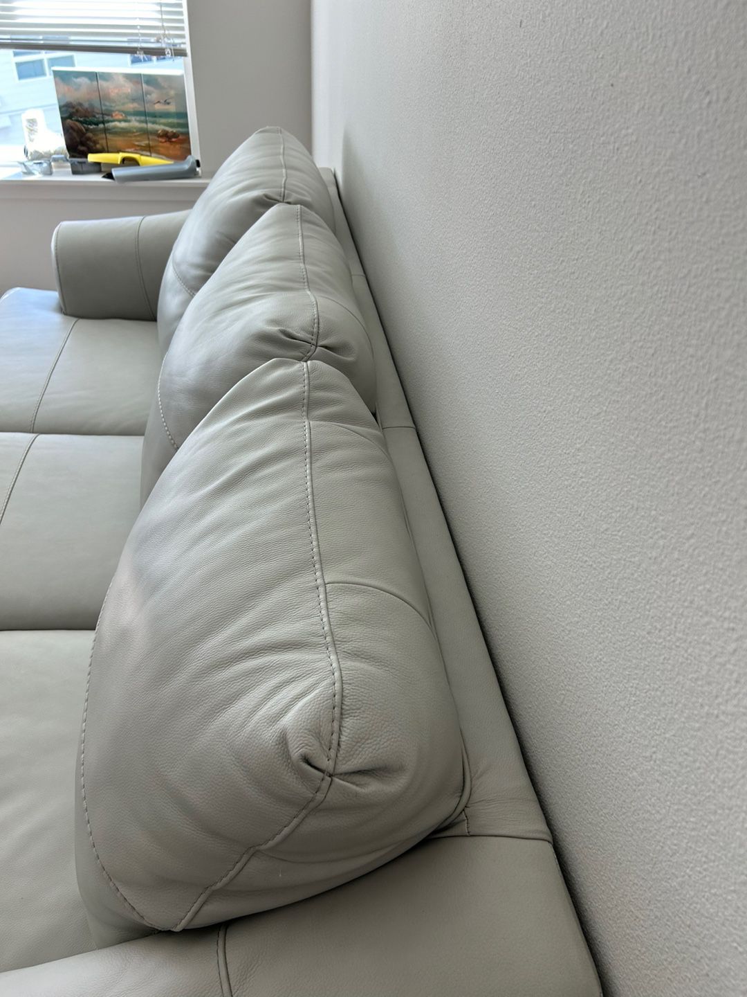 modern-style ivory-colored leather couch