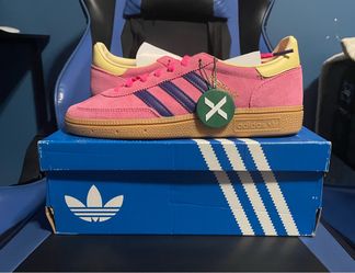 adidas Handball Spezial Lucid Pink Collegiate Purple Almost Yellow Size 7.5W
