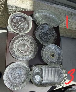 Vintage crystal dishes silver serving trays