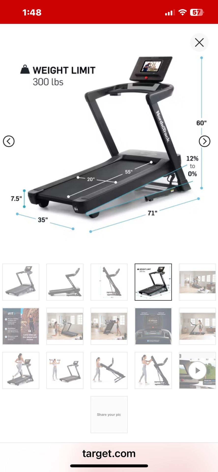 NordicTrack EXP 10i Electric Treadmill
