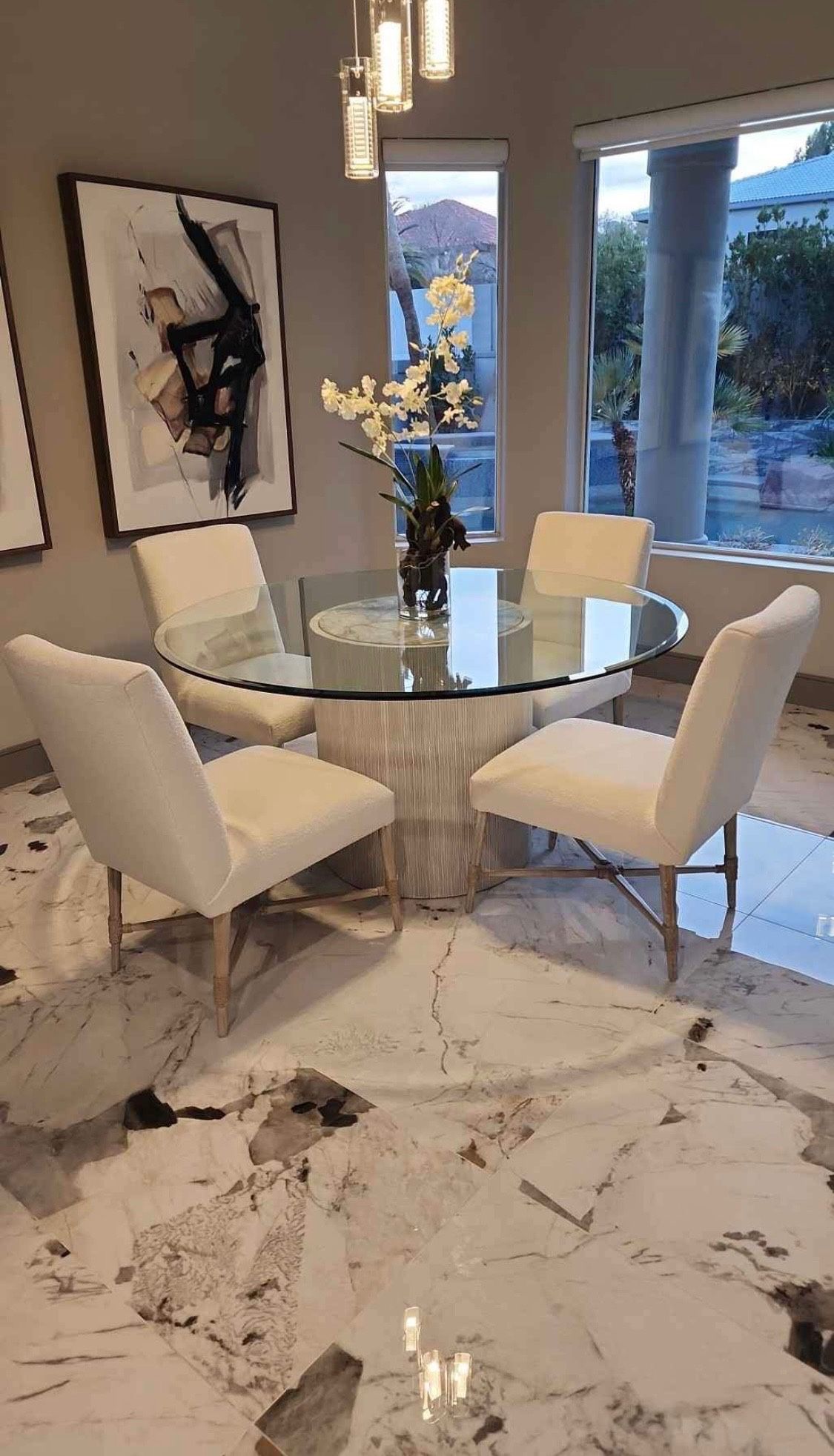 High End Glass Table And Chair Set