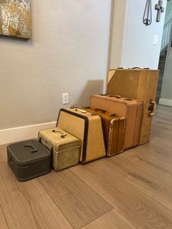 6 Vintage Suitcases - Antique Luggage- Multiple Colors and Sizes