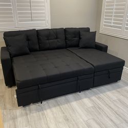 Black Sectional Pull Out Bed ‼️new In Stock ‼️