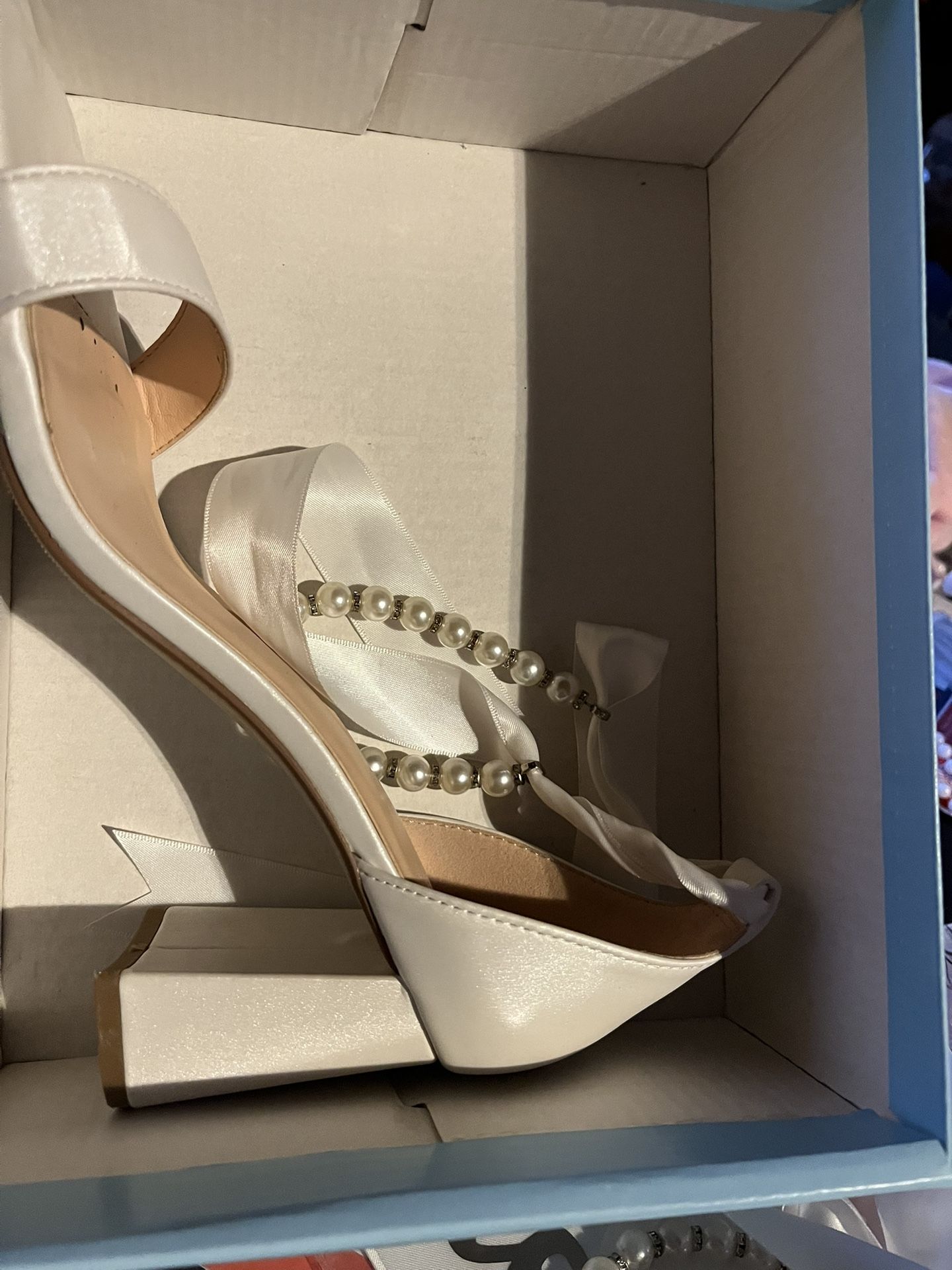 white heels w pearls