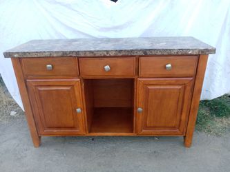 3 DRAWER BUFFET/CABINET WITH MARBLE STONE TOP