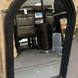 XRAMFY 24 in. W x 36 in. H Arched Classic Black Wooden Framed Bathroom Vanity Mirror Wall Mirror