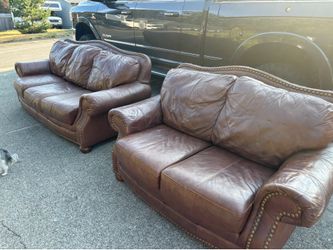 Leather couch and loveseat