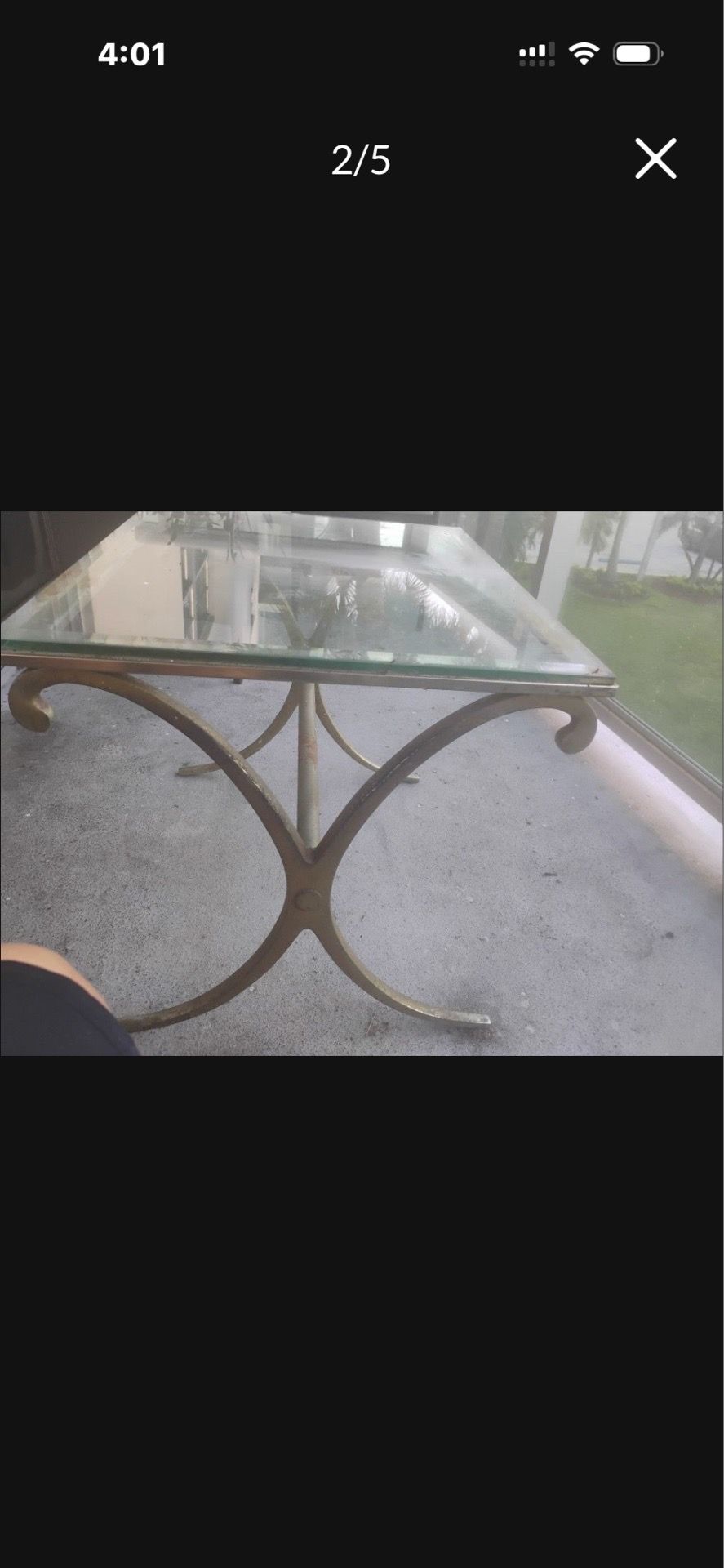 1950” Italian brass / glass coffee table