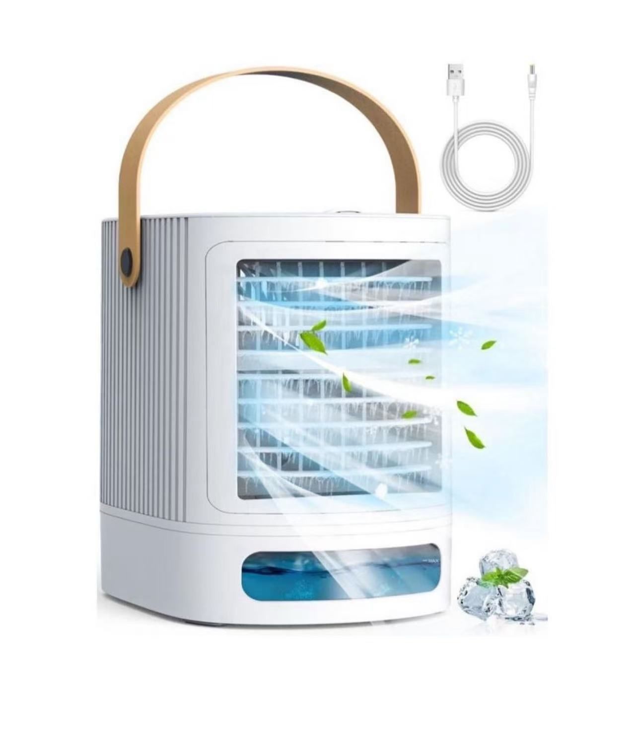 BALKO Mini Air Conditioner, 3-IN-1 Small Air Conditioner w/ 3-Level Humidify & 3 Speeds, 7-Color Night Lights, Top Fill Tank for 8H Cooling, Desk Port