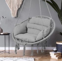 Hammock Chair, Macrame Hanging Swing Chairs with Cushion