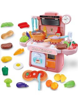 Mini Kitchen Playset, Pretend Play Cooking Toys Pink 

