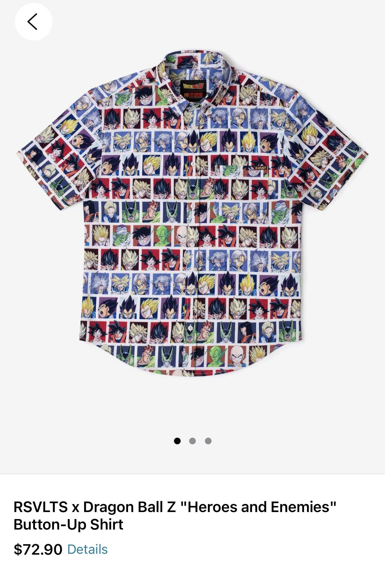 DBZ ALL HEROES AND ANEMIES BUTTON DOWN T SHIRT 
