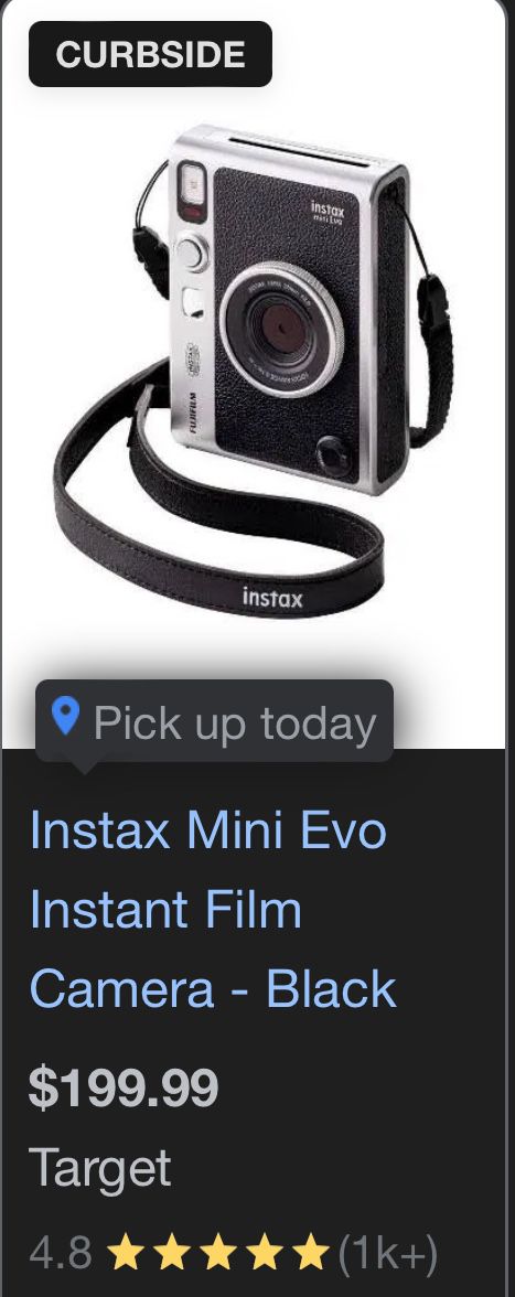 Instax Mini Evo Instant Film Camera - Black