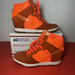 Nike Dunk Sky High Mesh Burnt Orange Hidden Wedge Heel 579763-800 Gum Hi Sz 8.5