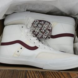 Vans Crockett High White Red PopCush Skate Shoes Sneakers Men's Size 12