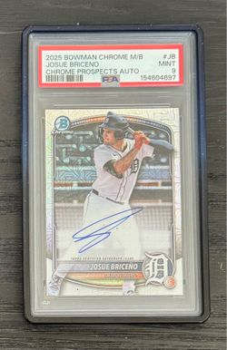$30 Josue Briceno On Card Auto 2025 Bowman Chrome PSA 9