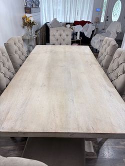 Large Whitewashed Wood Dining Table