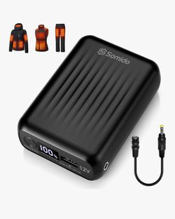 Heated Jacket Vest Battery Pack 18400mAh 12V Fast Charging PD3.0/2.0 Rechargeable Power Bank with Adapter Cable for Heated Apparel Pants Hoodies Compa