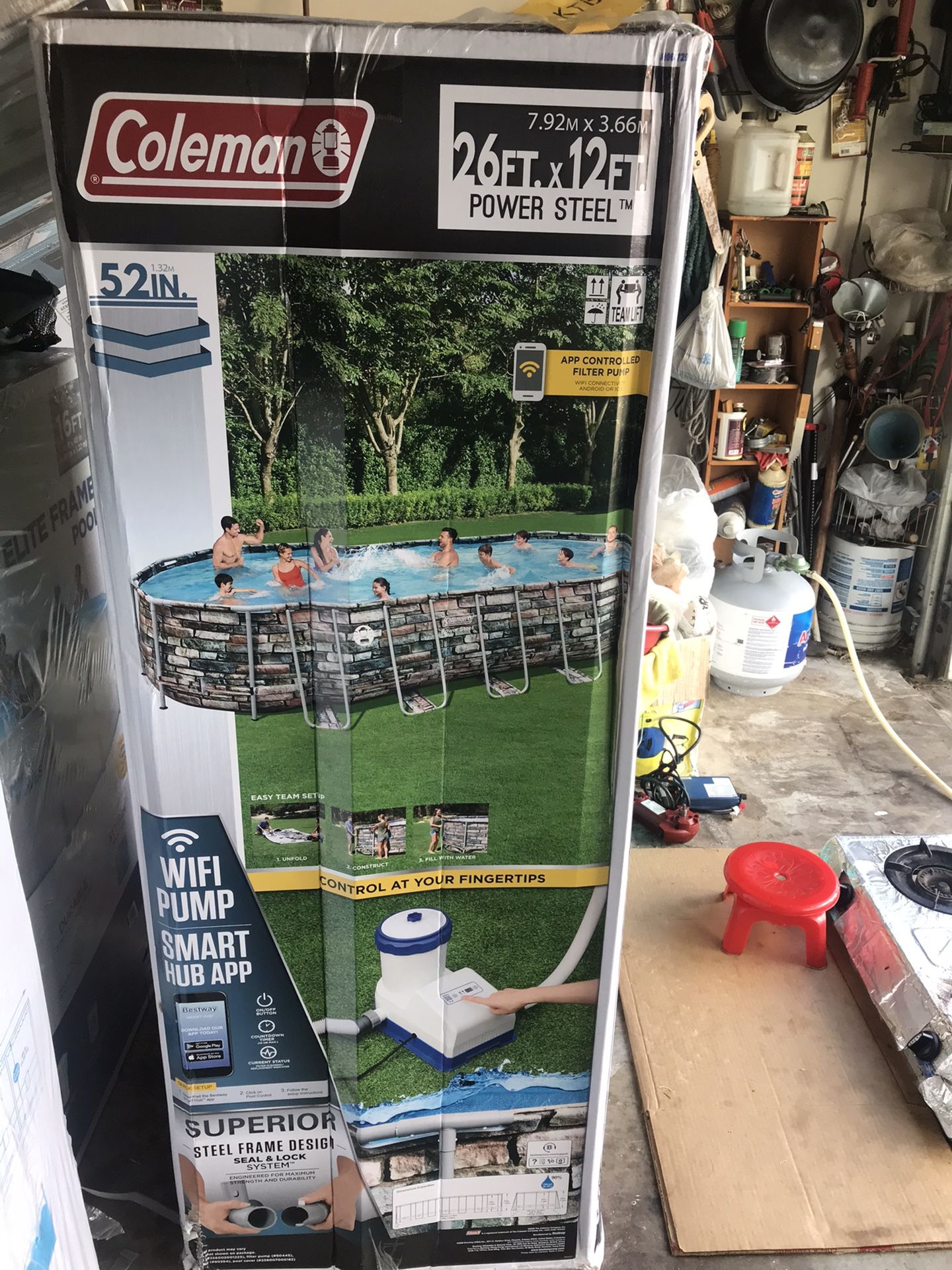 Coleman 26' x 52" Power Steel Oval Above Ground Pool Set with WiFi Pump