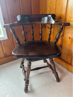 8 mid-century wood captain chairs