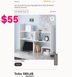 Compact Adjustable Dorm Desk Bookshelf -