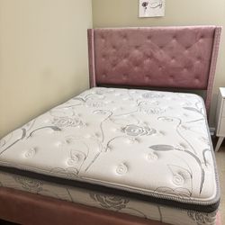 Pink Blush Full Headboard Frame And Mattress 