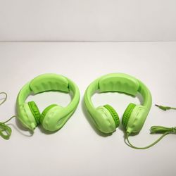 2pcs Kidrox Wired Kids Headphones, Volume Limited with Padded Cushions and Removable Size-Adjuster, Safe for Children (Green)
