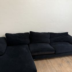 Navy Blue Velvet Sectional 