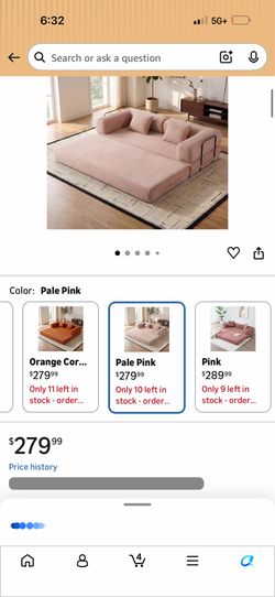 Pink convertible couch