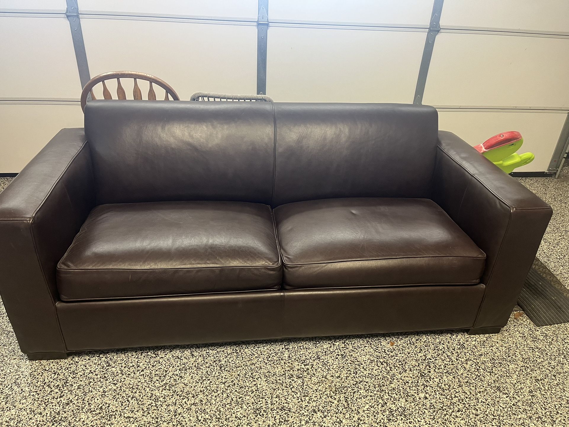 Room & Board Ian Espresso Leather Full Sofa Sleeper 