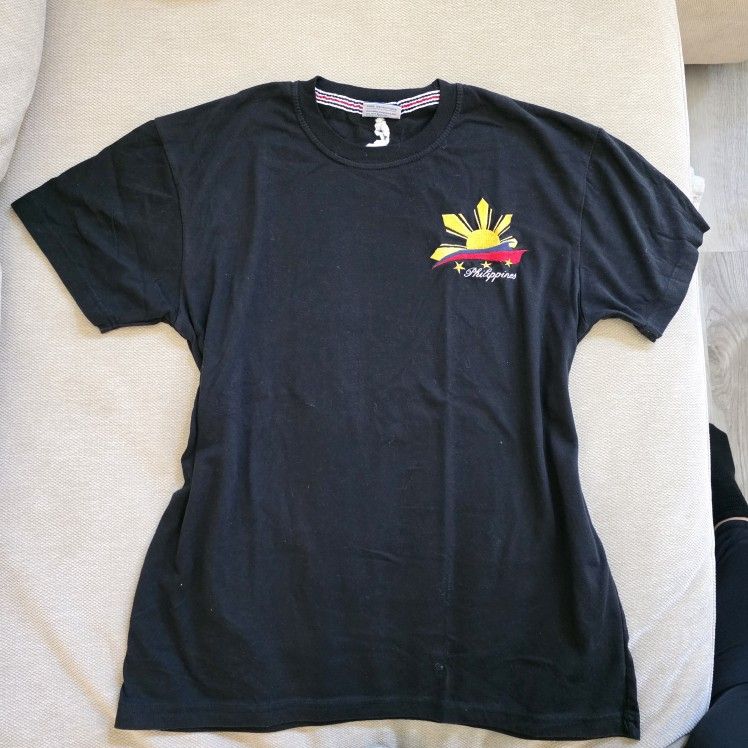 Philippines Embroidered Short Sleeve T Shirt Black Size Small