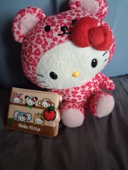 2013 Sanrio Hello Kitty In Pink Jaguar Teddy Bear & Wallet