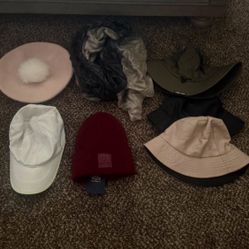 Women’s Hat LOT And Scarf 