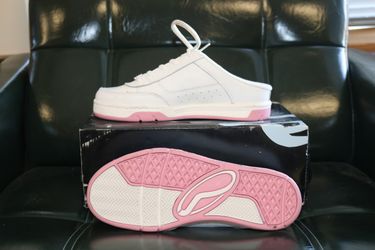 Vans White and Pink Mule Sneakers
