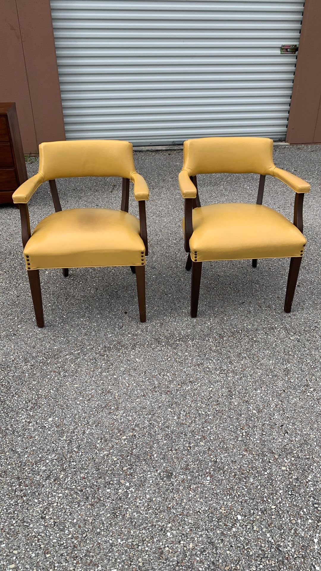 Set Of Two Yellow Vinyl Chairs