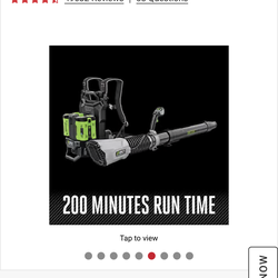 Ego electric backpack blower with 2 10 ah batteries