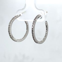 14k White Gold Diamond Hoop Earrings 2.2g 122388 12