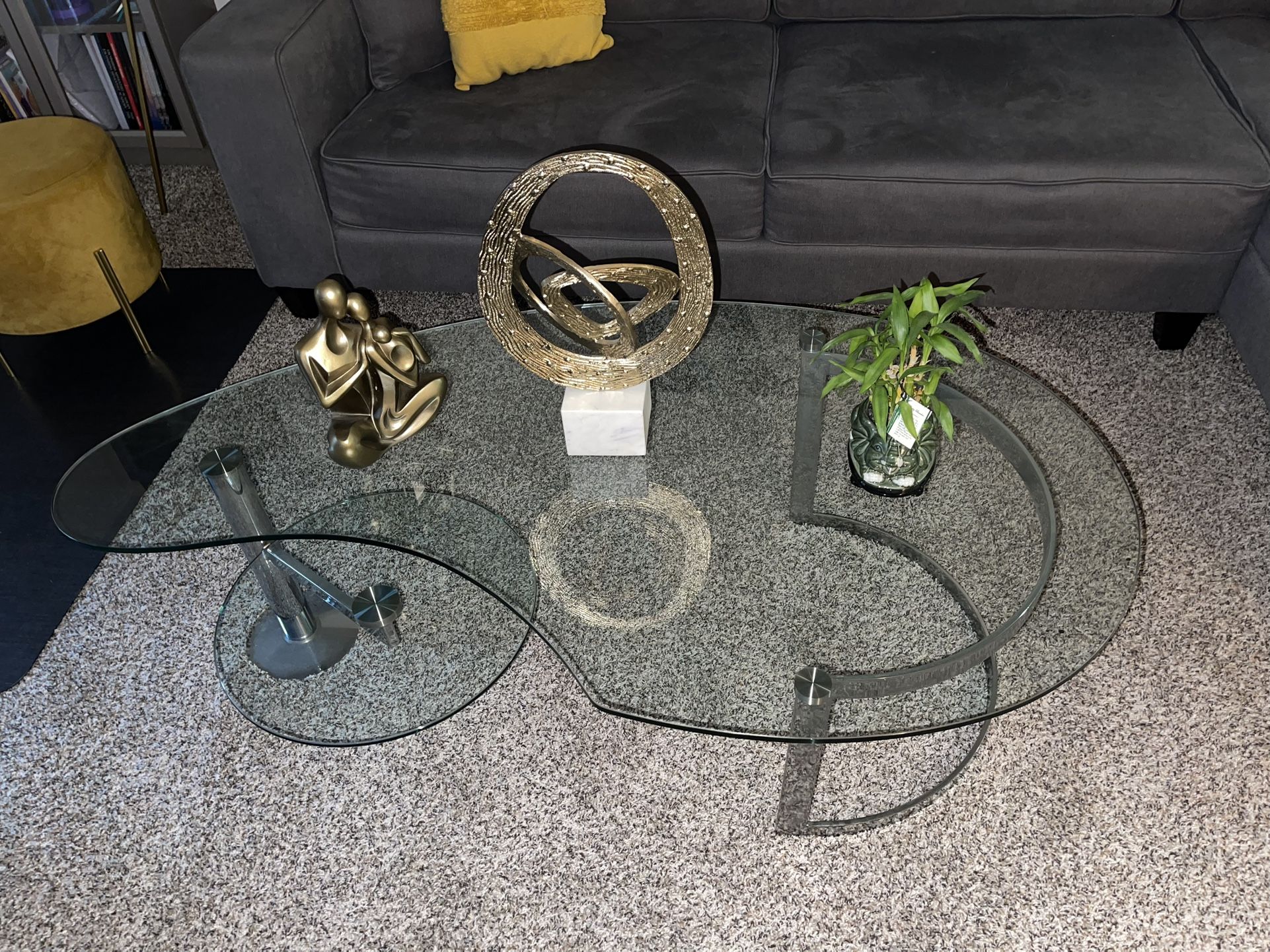 stainless steel and glass table