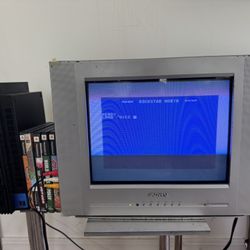 Old TV, PS2, Games, Controllers 