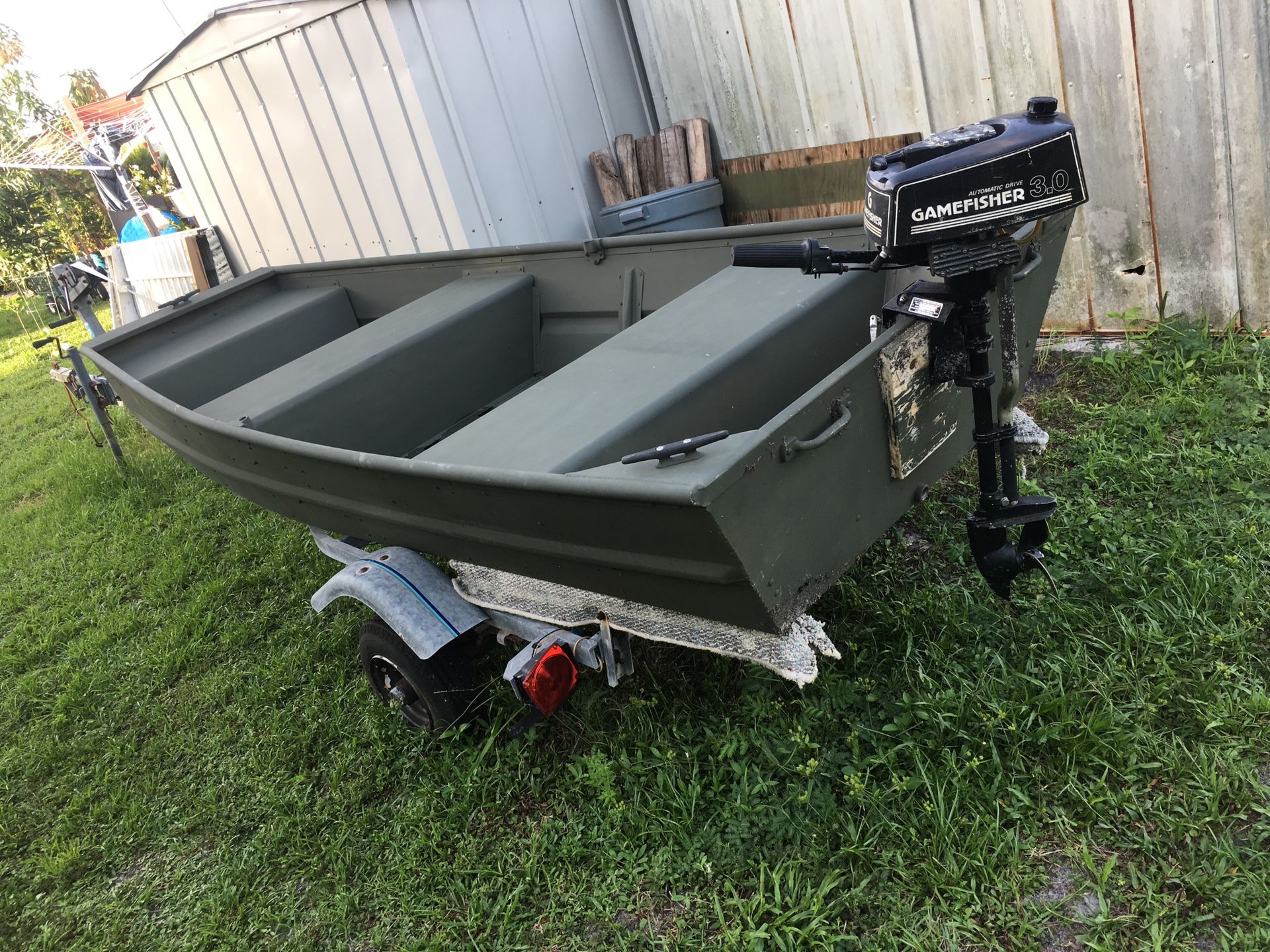 10 ft John boat with 15 feet trailer and 3.0