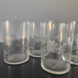 Vintage Etched Flora el Glassware Set 
